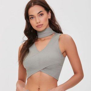 [NWT] Forever 21 Ribbed Crossover Cutout Crop Top Size Small